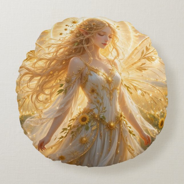 TOCOCLAWS Kristal Amethyst Fee Fantasie Engel Rond Kussen (Voorkant)