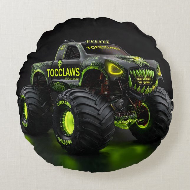 TOCOCLAWS Moeras Beest: Giftige Schedel Monstertru Rond Kussen (Voorkant)