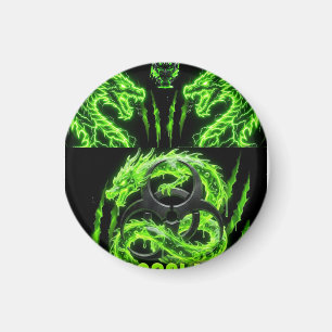TOCOCLAWS Tweeling Neon Groene Bliksem Draken  Magneet