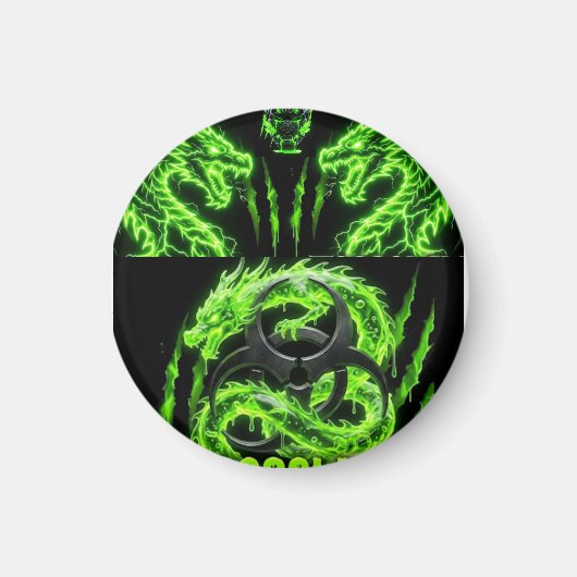 TOCOCLAWS Tweeling Neon Groene Bliksem Draken Magneet (Voorkant)