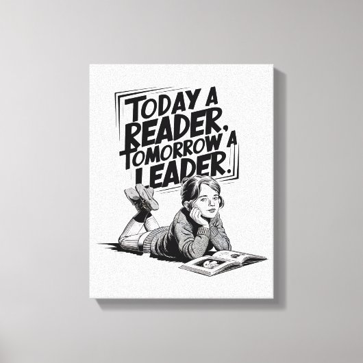 Today a Reader - Book Reading Girl - Bookworm Girl Canvas Afdruk (Voorkant)