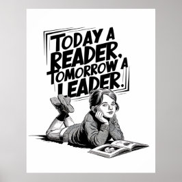 Today a Reader - Book Reading Girl - Bookworm Girl Poster