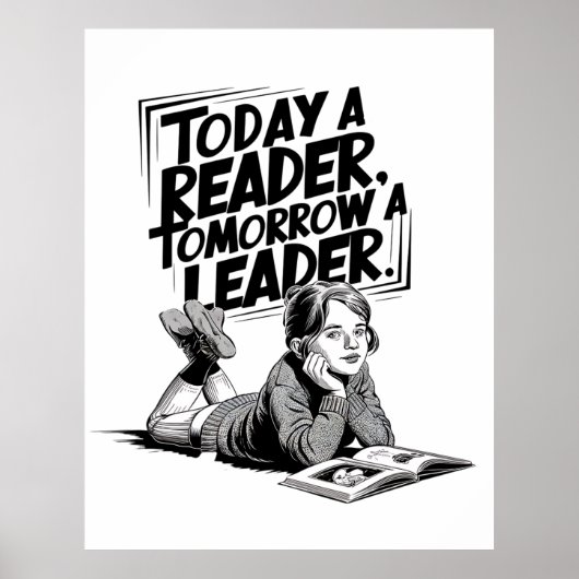 Today a Reader - Book Reading Girl - Bookworm Girl Poster (Voorkant)