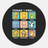 Today I Feel... Funny Animals Emotional Boxes Emot Ronde Sticker (Voorkant)