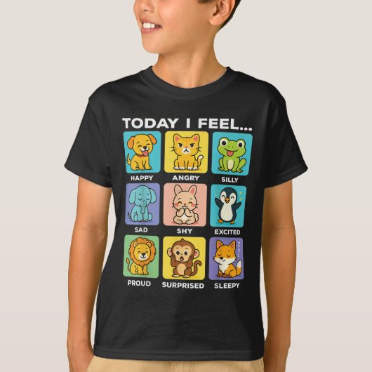 Today I Feel... Funny Animals Emotional Boxes Emot T-shirt (Voorkant)
