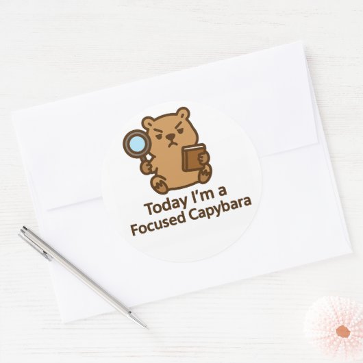 Today I’m a Focused Capybara – Kawaii Sticker (Envelop)