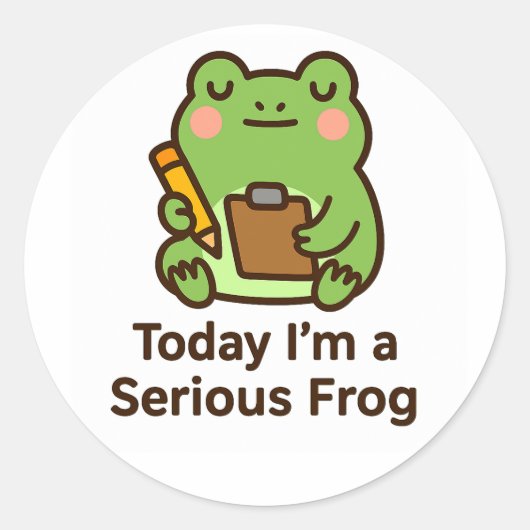 Today I’m a Serious Frog – Funny Kawaii Sticker (Voorkant)