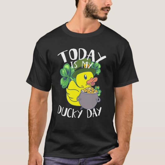 Today is My Ducky Lucky Day Yellow Leprechaun Rubb T-shirt (Voorkant)
