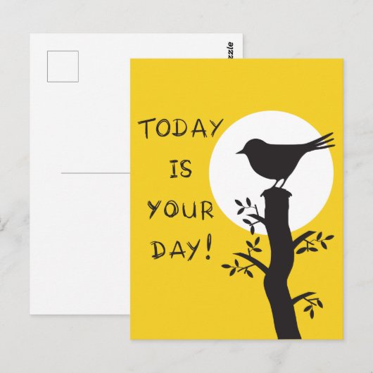 Today is your day - inspirational hand drawn quote briefkaart (Voorkant / Achterkant)