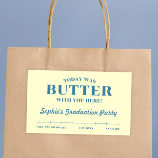 Today Was Butter With You Yellow & Blue Graduation Rechthoekige Sticker