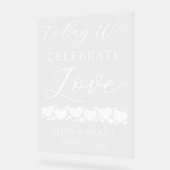 Today We Celebrate Love Custom Wedding Welcome Acryl Bord (Hoek)