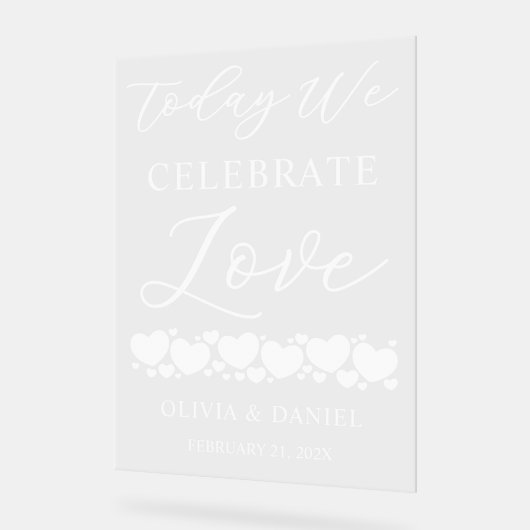 Today We Celebrate Love Custom Wedding Welcome Acryl Bord (Hoek)