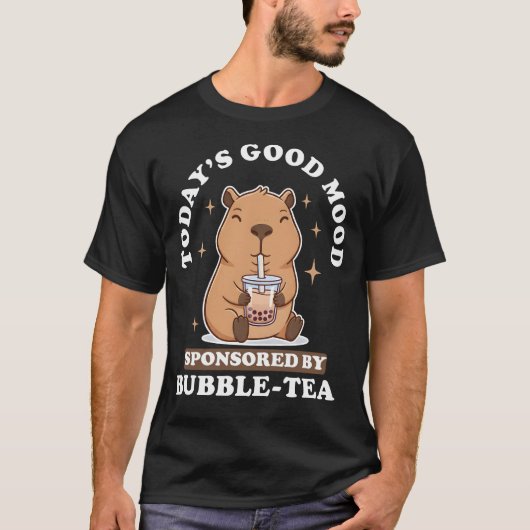 Today's Good Mood Bubble Tea Kawaii Capybara T-shirt (Voorkant)