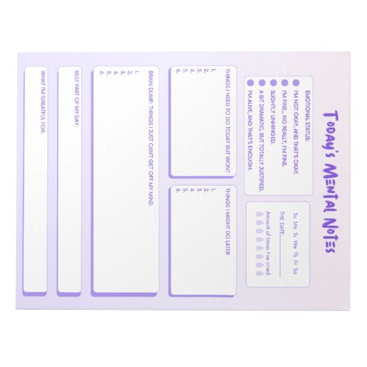 Today's Mental Notes Notepad Notitieblok (Voorkant)