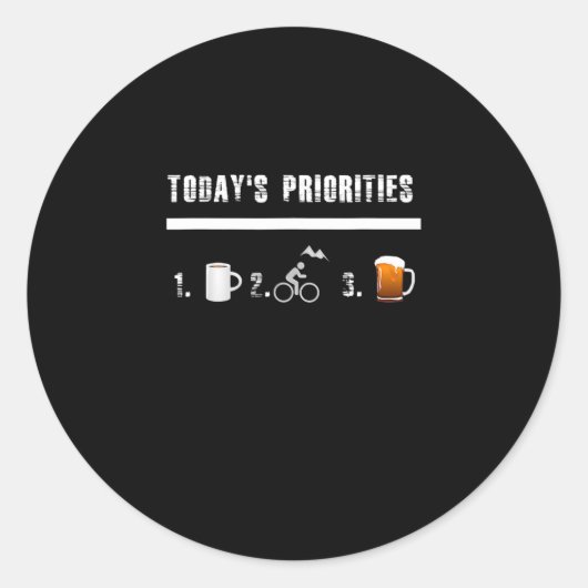 Todays - prioriteiten Funny Mountain Bike Ronde Sticker (Voorkant)