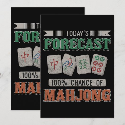 Todays Verwachting 100 Kans van Mahjong Party Mahj Kaart (Voorkant / Achterkant)