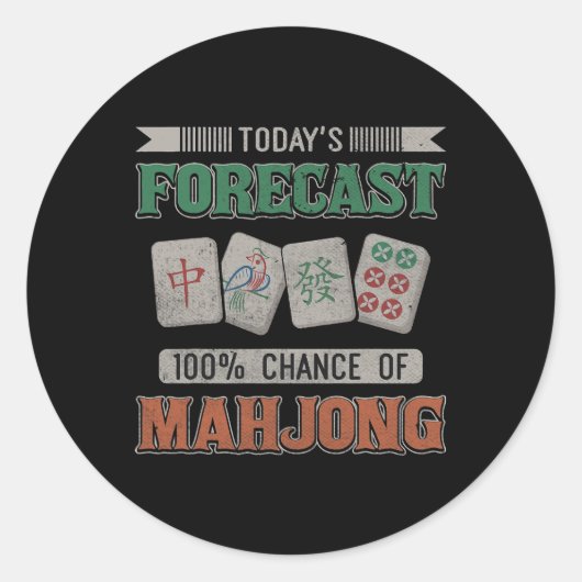 Todays Verwachting 100 Kans van Mahjong Party Mahj Ronde Sticker (Voorkant)