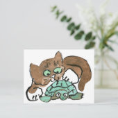 Todd het Bruine Katje vindt een Schildpad Briefkaart (Staand voorkant)