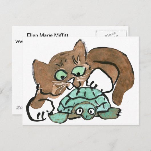 Todd het Bruine Katje vindt een Schildpad Briefkaart (Voorkant / Achterkant)