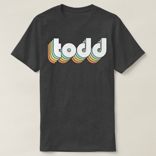 Todd Retro Rainbow Typography Faded Style T-shirt (Design voorkant)