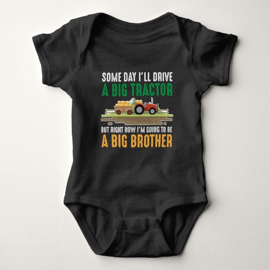 Toddler Big Brother Graphics Tractor Sibling Son Romper (Voorkant)