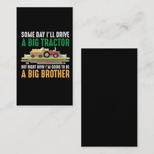 Toddler Big Brother Graphics Tractor Sibling Son Visitekaartje (Voorkant / Achterkant)