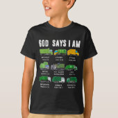 Toddler Boy God Says I Am Garbage Truck Jesus Brot T-shirt (Voorkant)
