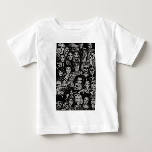Toddler BW Halloween Collage T-Shirt (Voorkant)