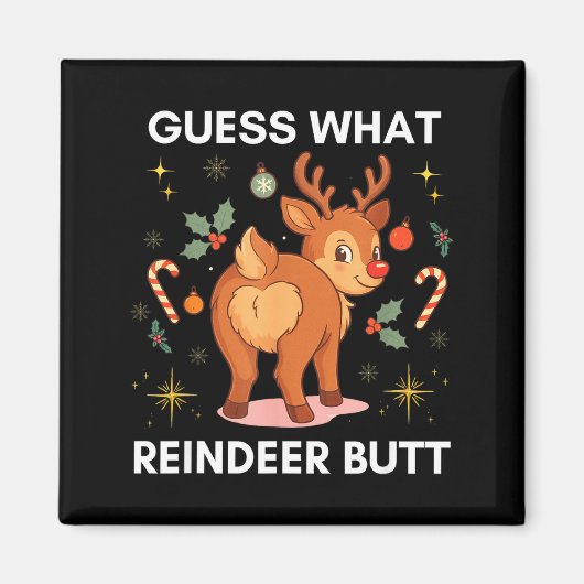 Toddler Christmas Ugly Sweater Guess What Reindeer Magneet (Voorkant)