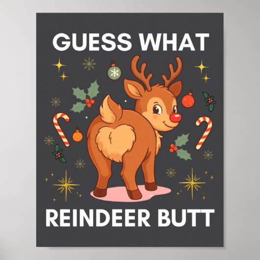 Toddler Christmas Ugly Sweater Guess What Reindeer Poster (Voorkant)