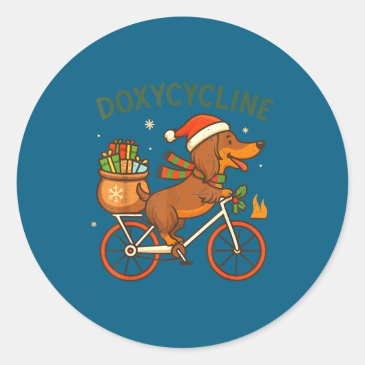 Toddler Doxycycline Long Hair Dachshund Christmas  Ronde Sticker (Voorkant)