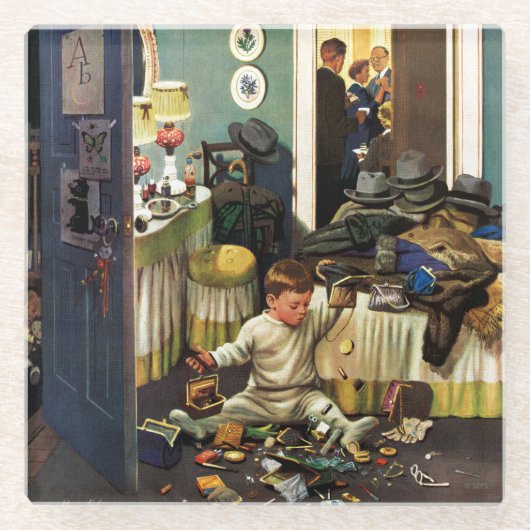 Toddler Empties Purses Glazen Onderzetter (Voorkant)