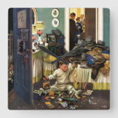 Toddler Empties Purses Vierkante Klok (Voorkant)