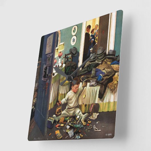 Toddler Empties Purses Vierkante Klok (Hoek)