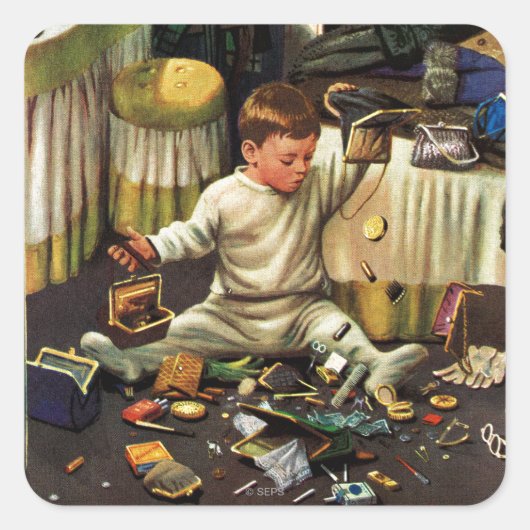 Toddler Empties Purses Vierkante Sticker (Voorkant)