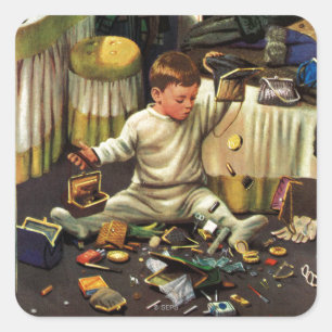 Toddler Empties Purses Vierkante Sticker