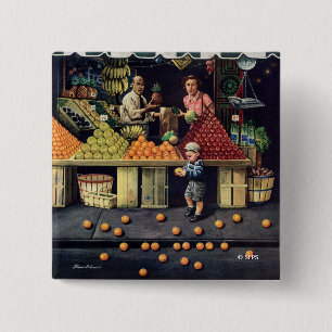 Toddler en Sinaasappels Vierkante Button 5,1 Cm