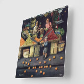 Toddler en Sinaasappels Vierkante Klok (Hoek)