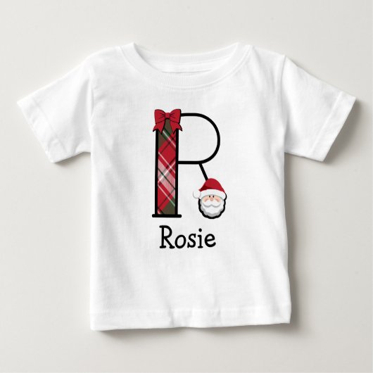 Toddler Girl Santa Kerstmis 3/4-lengte monogram R (Voorkant)