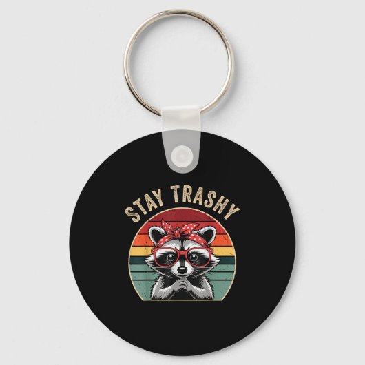 Toddler Girl Stay Trashy Raccoon Feral Mom Funny T Sleutelhanger (Voorkant)