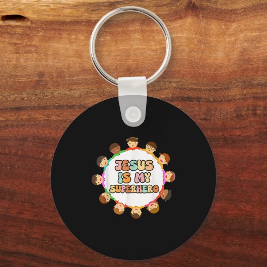 Toddler Girls Jesus Is My Superhero Christian Sist Sleutelhanger (Voorkant)