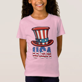 Toddler Girls' Patriotic USA Star Butterfly Pink T-shirt