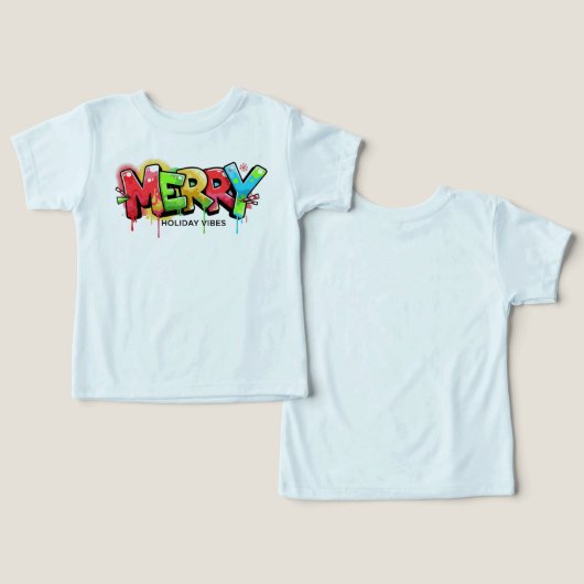 Toddler Graffiti Merry Holiday Vibes Apparel (Ontwerp Voorkant & Achterkant)