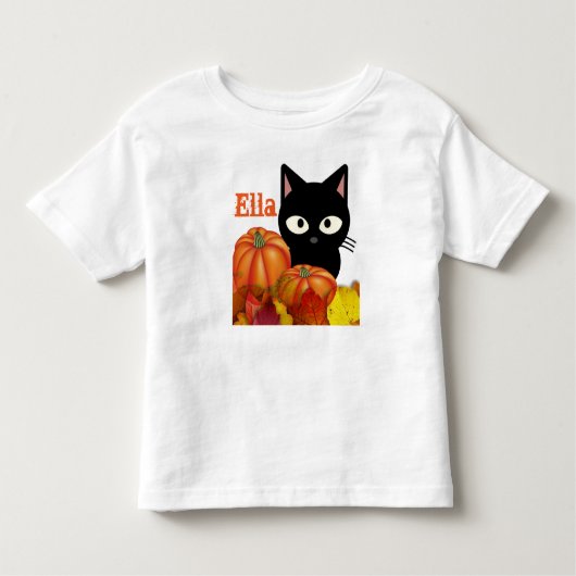 Toddler Halloween Black Cat T-Shirt (Voorkant)