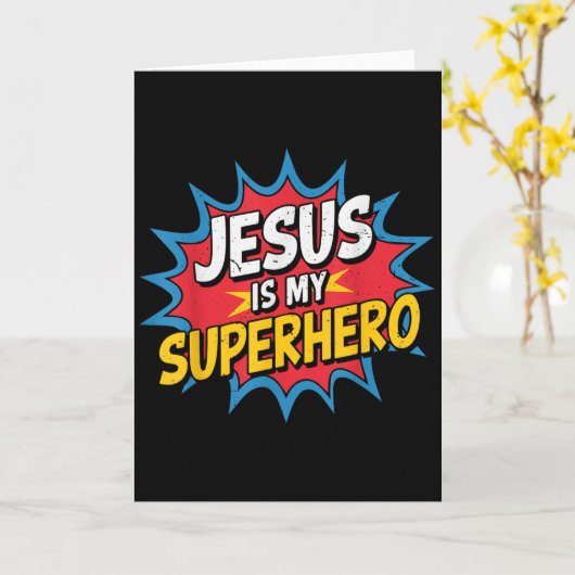 Toddler Jesus Is My Superhero Christian God Son Br Kaart (Gele Bloem)