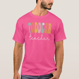 Toddler-leraar Retro Groovy-vrouwen, eerste dag T-shirt