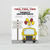 Toddler on the Bus Turns Two Kid's 2nd Birthday Kaart (Staand voorkant)