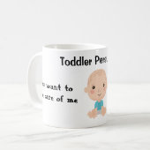 Toddler overtuigingen - satirisch citaat koffiemok (Voorkant links)