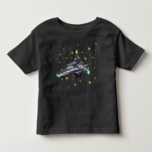 Toddler Spacecraft  i3 atlas Gold Stars Black  Kinder Shirts (Voorkant)
