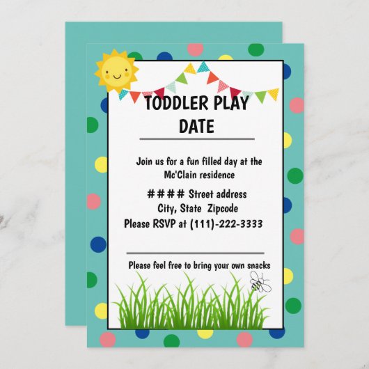 Toddler-speldatum Kaart (Voorkant / Achterkant)